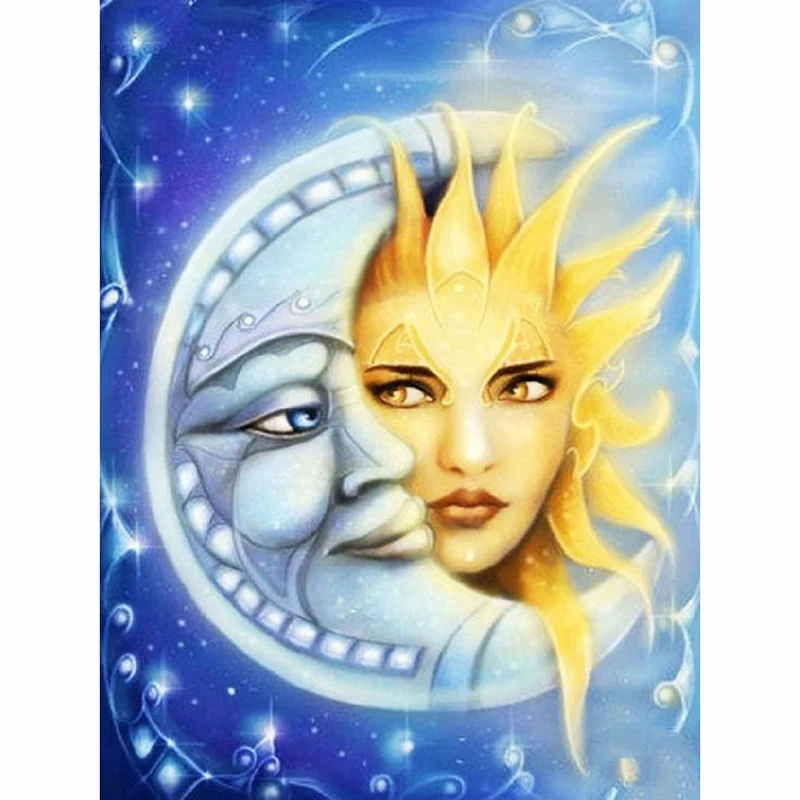 

Needlework 5D Diy Diamond Painting Sun & Moon Goddess Cross Stitch Painting Diamond Embroidery Full Square Diamond Pictures