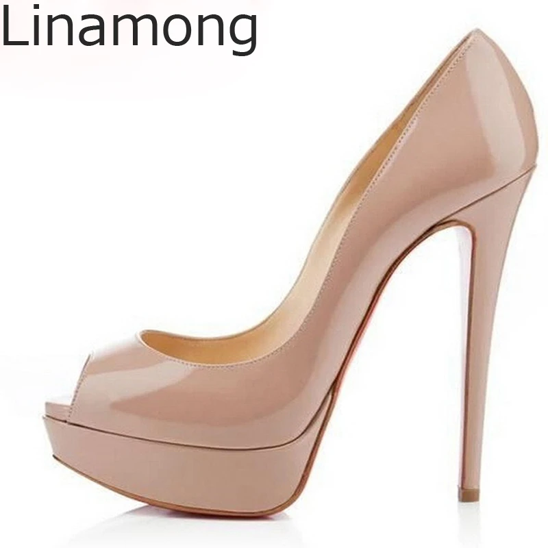 2017-Hot-Rousmery-Genuine-Nude-Patent-Leather-Lady-Red-Fish-Peep-Toe-Woman-Platform-High-Heel1