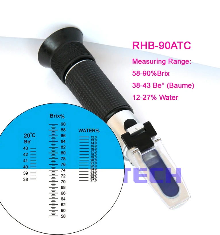 Free shipping Honey Refractometer Brix (58 90Brix) RHB 90ATC without