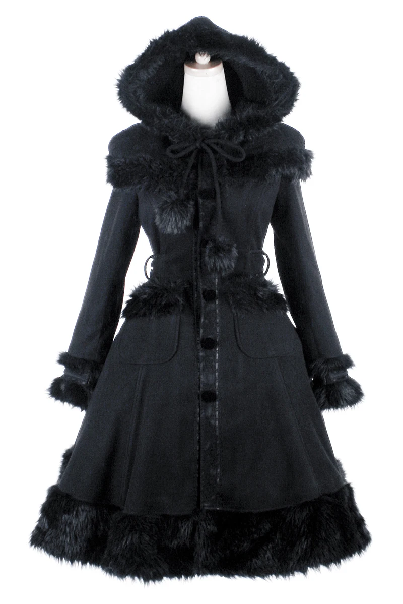 Punk Rave Gothic Lolita Girls Women Woolen Coats Sweet Long