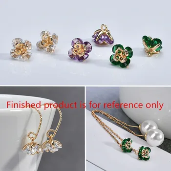 

Min order 20pcs/lot 7mm color zircon decoration cartoon flowers shape copper charms diy jewelry earrings pendant accessory