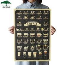 DLKKLB Vintage póster colección de café barras de cocina dibujo cartel de adorno Retro pegatina de pared 51,5x36 cm decoración del hogar