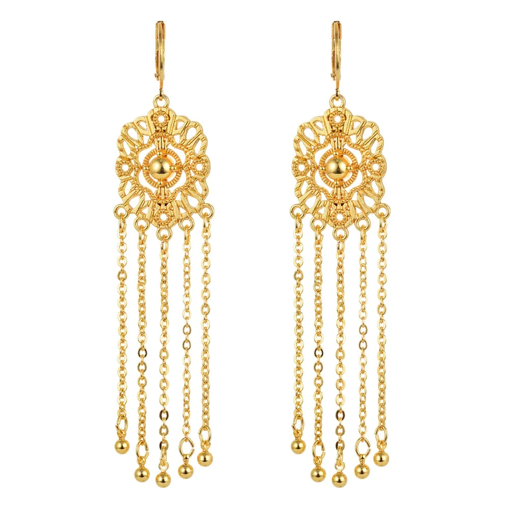 

Arabic Religious Women Gold-color Long Tassel Drop Earrings Jewelry
