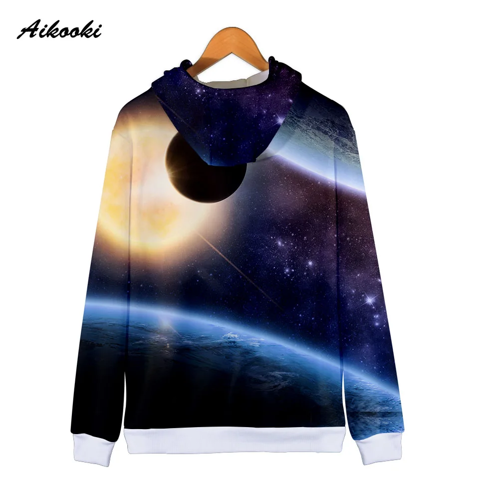 Aikooki Space Galaxy Zipper Hoodies Men/Women Sweatshirt Hoody Stars Of Space Galaxy Hooded Boy/Girls Autumn Winter Polluver Top