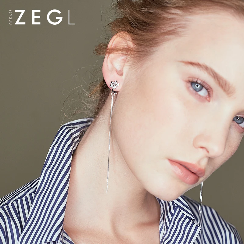 ZEGL пирсинг для круглого лица клипсы ушей женщин длинные темпераментные
