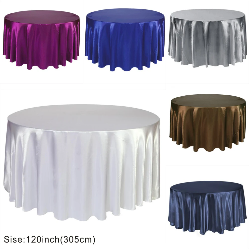  10pcs/Pack Silver Color 120 Inch Round Satin Tablecloths Table Cover for Wedding Party Restaurant B