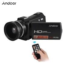 Andoer HDV-V7 PLUS 1080 P Full HD 24MP Портативная Цифровая видеокамера пульт для видеокамеры управления+ 0.45X Широкоугольный объектив 16X зум