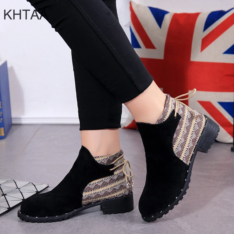 

Low Heels Women Ankle Boots Autumn Casual Korean 2018 New Fashion Ladies Winter Short Boots Slip On Platform Shoes For Female