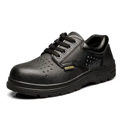 Черная рабочая обувь из натуральной кожи; Мужская защитная обувь со стальным носком; Строительная безопасная обувь; защитная обувь до лодыжки; рабочие ботинки - Цвет: 1
