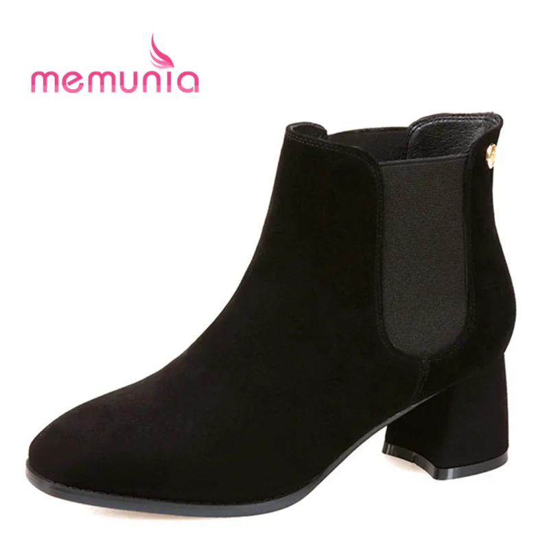 

MEMUNIA large size 33-43 women boots comfortable med heels round toe winter boots female new arrive ankle boots 2020