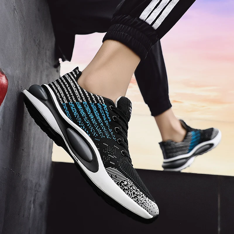 

2019 Fashion Trendy Men Shoes Comfortable Light Run Men's Sneakers Non-slip Wear Resistant Lace-up Flyknit Men's Casual Shoes