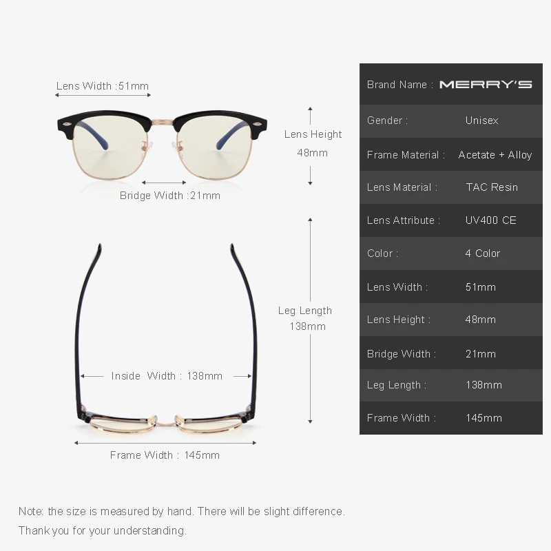 MERRYS Anti Blue Rays Computer Goggles Reading Glasses 100% UV400 Radiation-resistant Computer Gaming Glasses S2065
