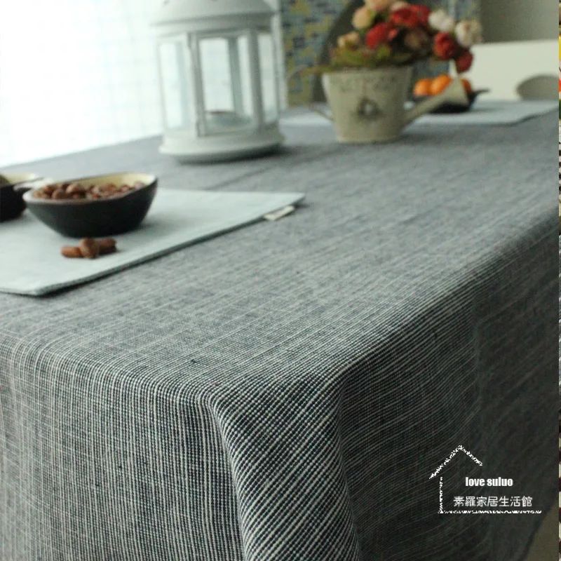 Geminbowl dining gray tablecloth natural linen fabric kitchen table cover cotton