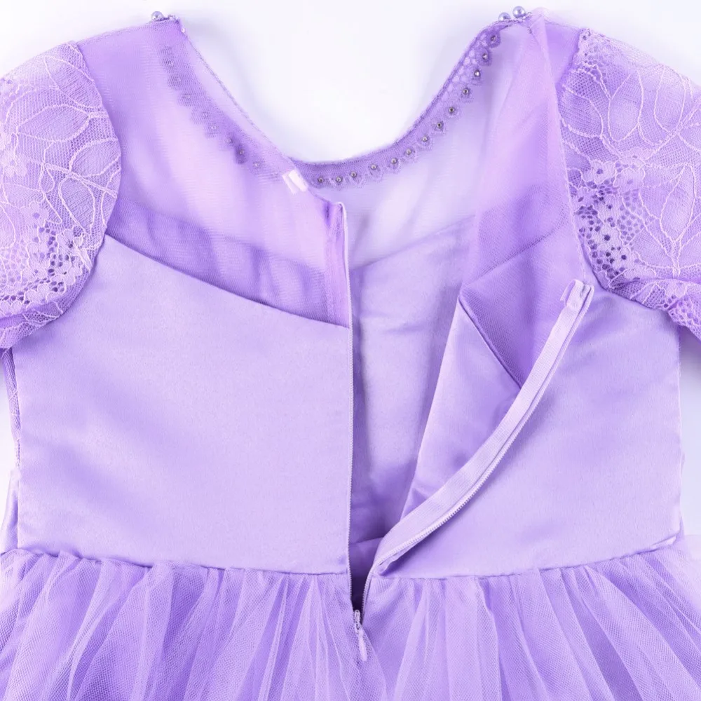 Girl One Piece Dress Half Sleeve Lace Net Yarn O Neck Beading Solid Color Princess Dress Party Wedding Dresses Aliexpress Mother Kids