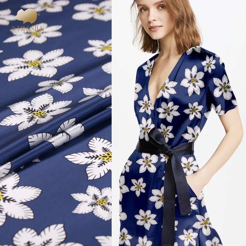 

Custom silk stretch satin fabric 19mm digital inkjet silk fabric drapes cheongsam dress silk stretch fabric wholesale cloth