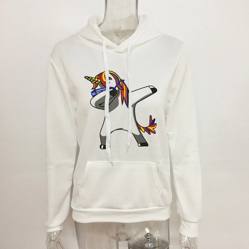 Casual Lovely Unicorn Print Hoodies Sweatshirts Women Pullovers Boho Long Sleeve Pockets Cutton Clothes Autumn Warm Sweatshirts Hoodies