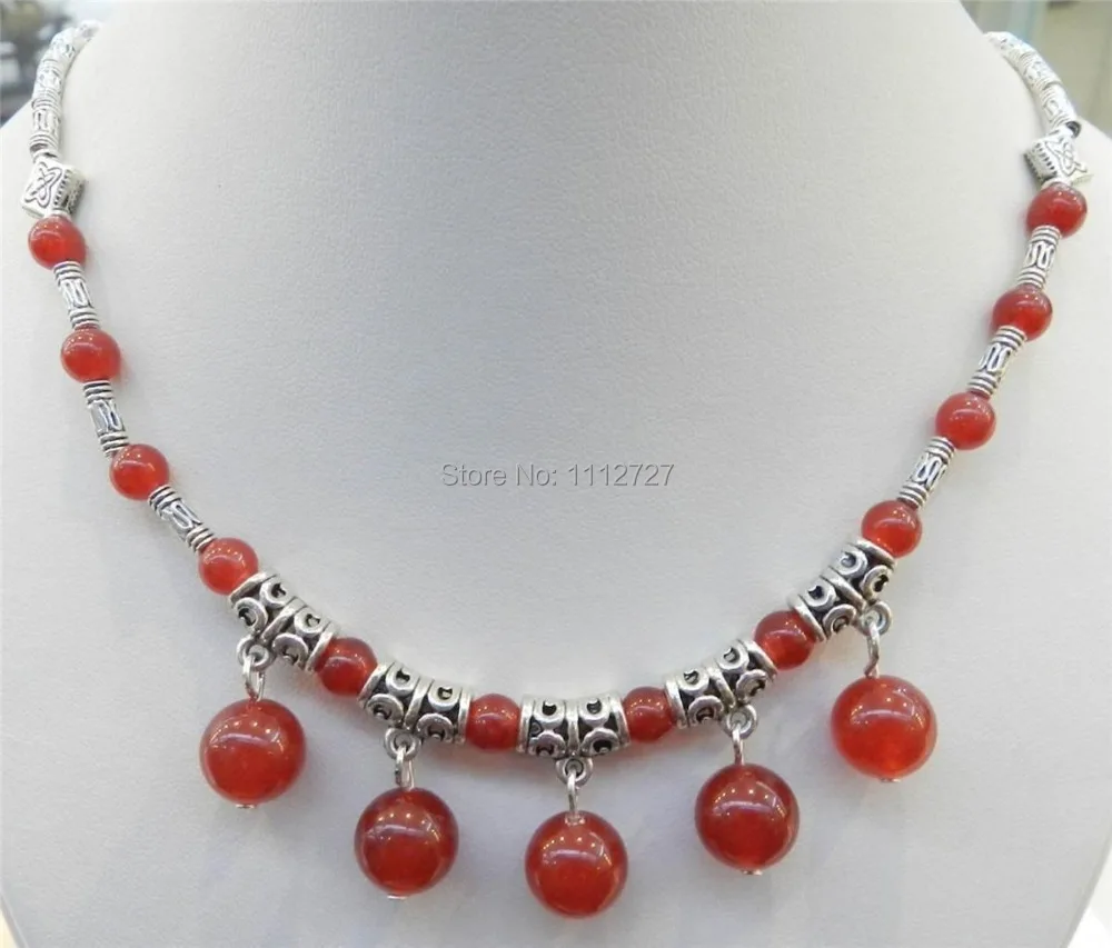 

Trendy Accessory Crafts Parts Charming Tibet Silver/Red Chalcedony Round Jewelry Making Pendants Necklace Wholesale Balls Gifts