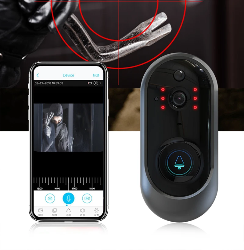 Умный аудио домофон беспроводной wifi дверной звонок HD видео камера датчик движения ночное видение Домашняя безопасность