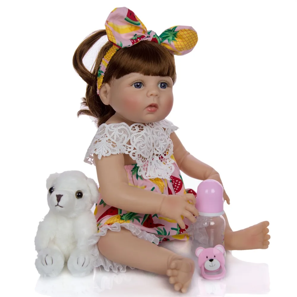

vinyl bath toy bebe doll reborn girl with yellow baby Summer clothes real silicone boneca corpo inteiro baby dolls children gift