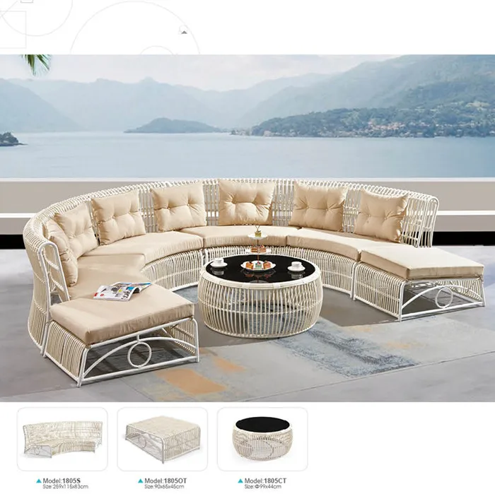 

Garden Furniture Sofa Rattan Corner Sofa Set with Cushion Covers