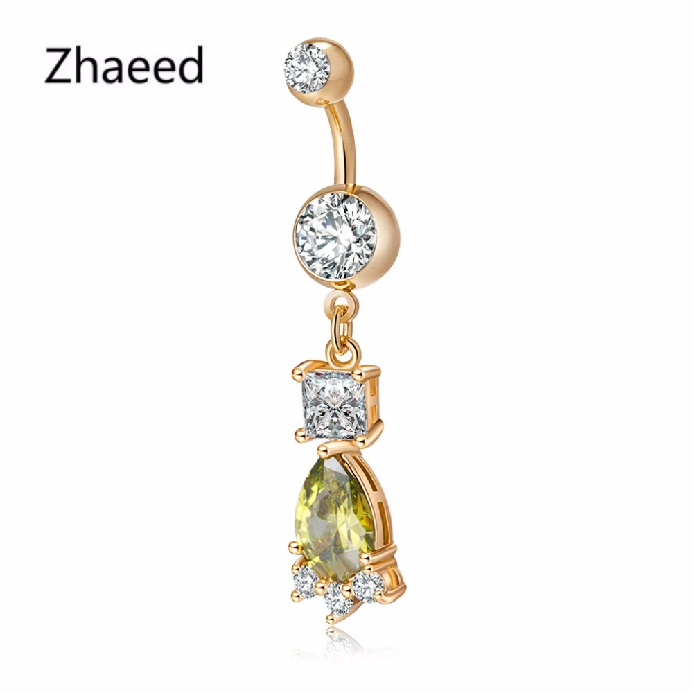 Full Crystal CZ Navel Belly Button Ring Pircing Surgical Steel Fake