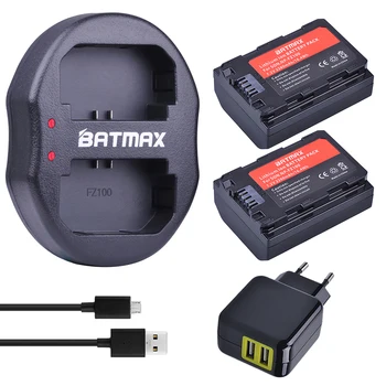 

2Pc 2280mAh NP-FZ100 NPFZ100 FZ100 Battery + USB Dual Charger + AC Adapter for Sony NP FZ100 Battery Sony A9, A7R III, A7 III
