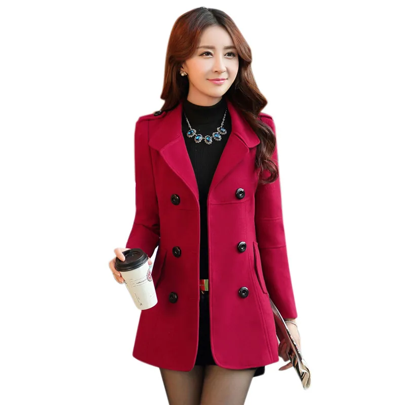 2016 Women Fall and Winter Lapel Wool Coat Fashion Long