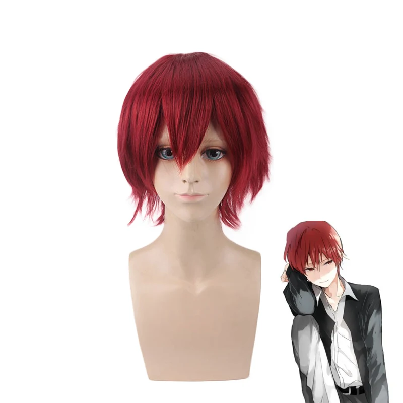 

Assassination Classroom Akabane Karma Dark Red Short Wig Cosplay Costume Heat Resistant Synthetic Hair Party Role Play Wigs