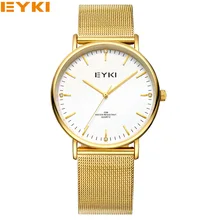 EYKI Unisex Originales De Marca Pulsera de Malla de Acero Inoxidable de Moda de Lujo de Japón Del Reloj de Cuarzo Reloj de Oro para Los Hombres de Las Mujeres