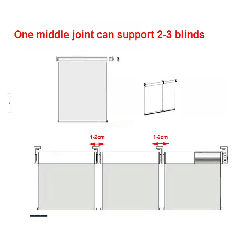 Tugas Berat Motorized Roller Blinds Mekanisme 38Mm 50Mm Tengah Joint
