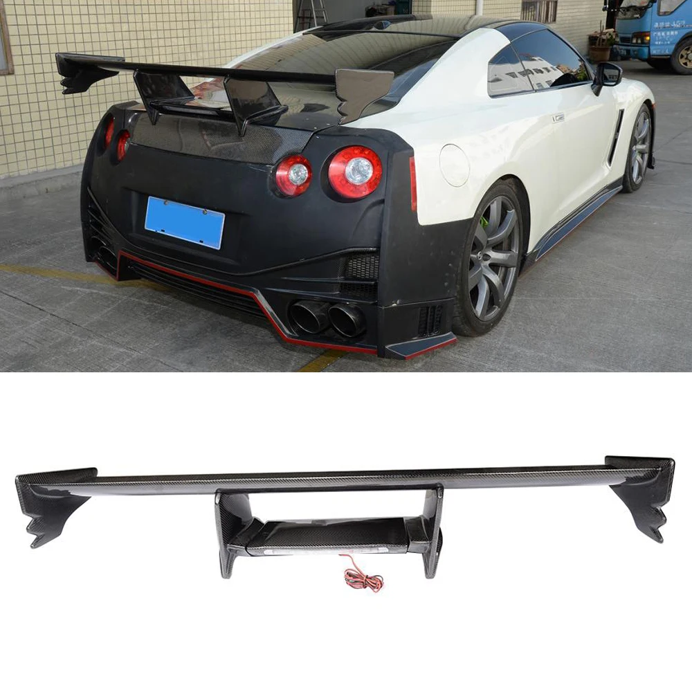 Для Nissan R35 GTR задний спойлер из углеродного волокна(включенные огни) GT заднее крыло для GTR R35 Coupe Body Kit Tuning