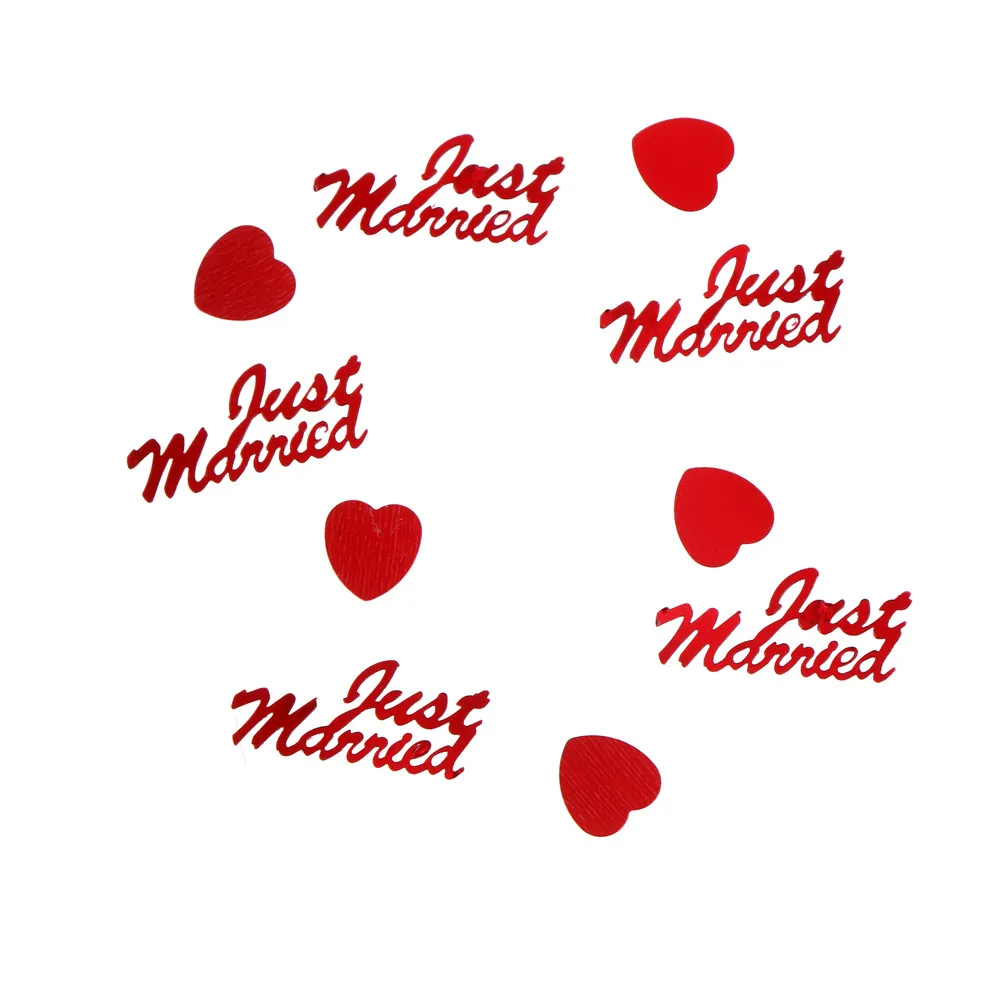 About 350pcs/pack Wedding Confetti Just Married Heart Shaped Love Sequin Wedding Scatters Confetti Romantic Table Decoration