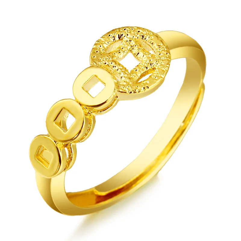 

Factory Price 24k Vietnam Alluvial Gold Women Ring Keep Color No Fade Simple Ring Adjustable Designs Jewelry