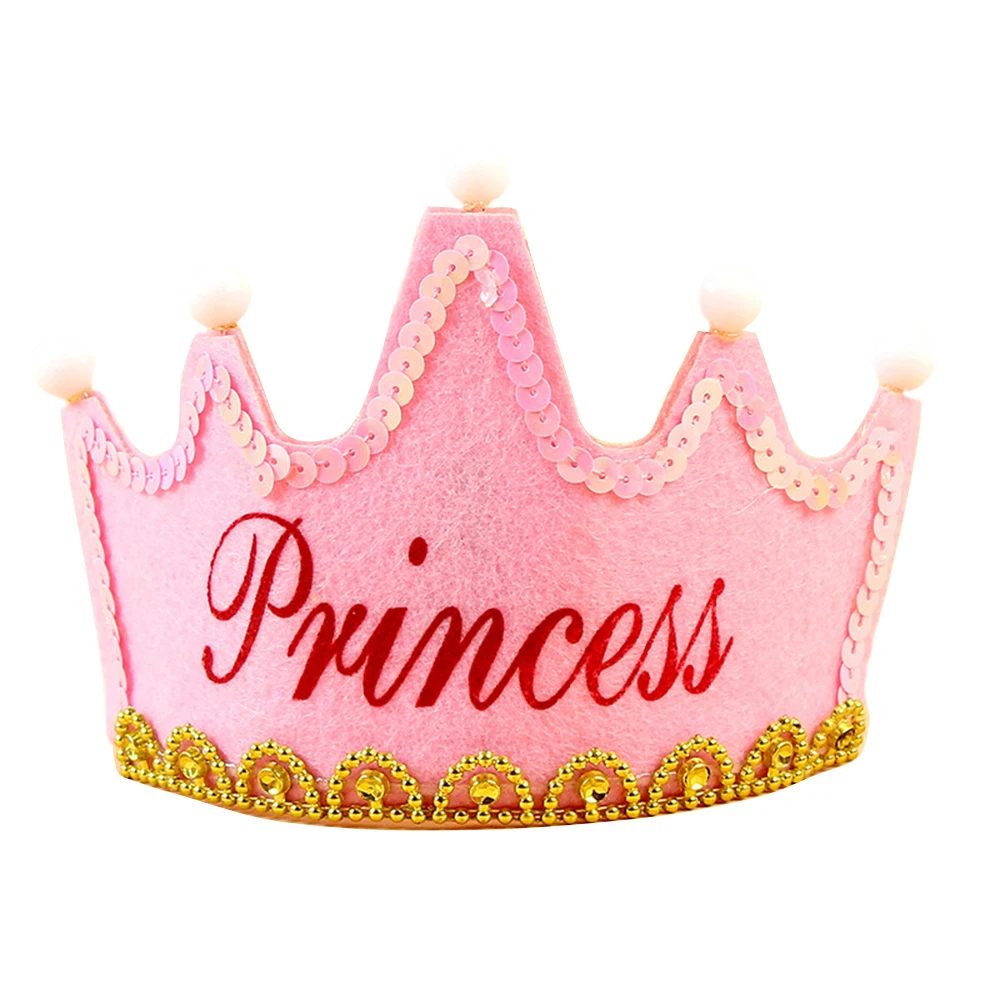 Корона украшения вечерние Корона принца, принцессы День рождения светодиодный с 3-скоростной освещение свет Шапки Кепки Тиара для детей и взрослых