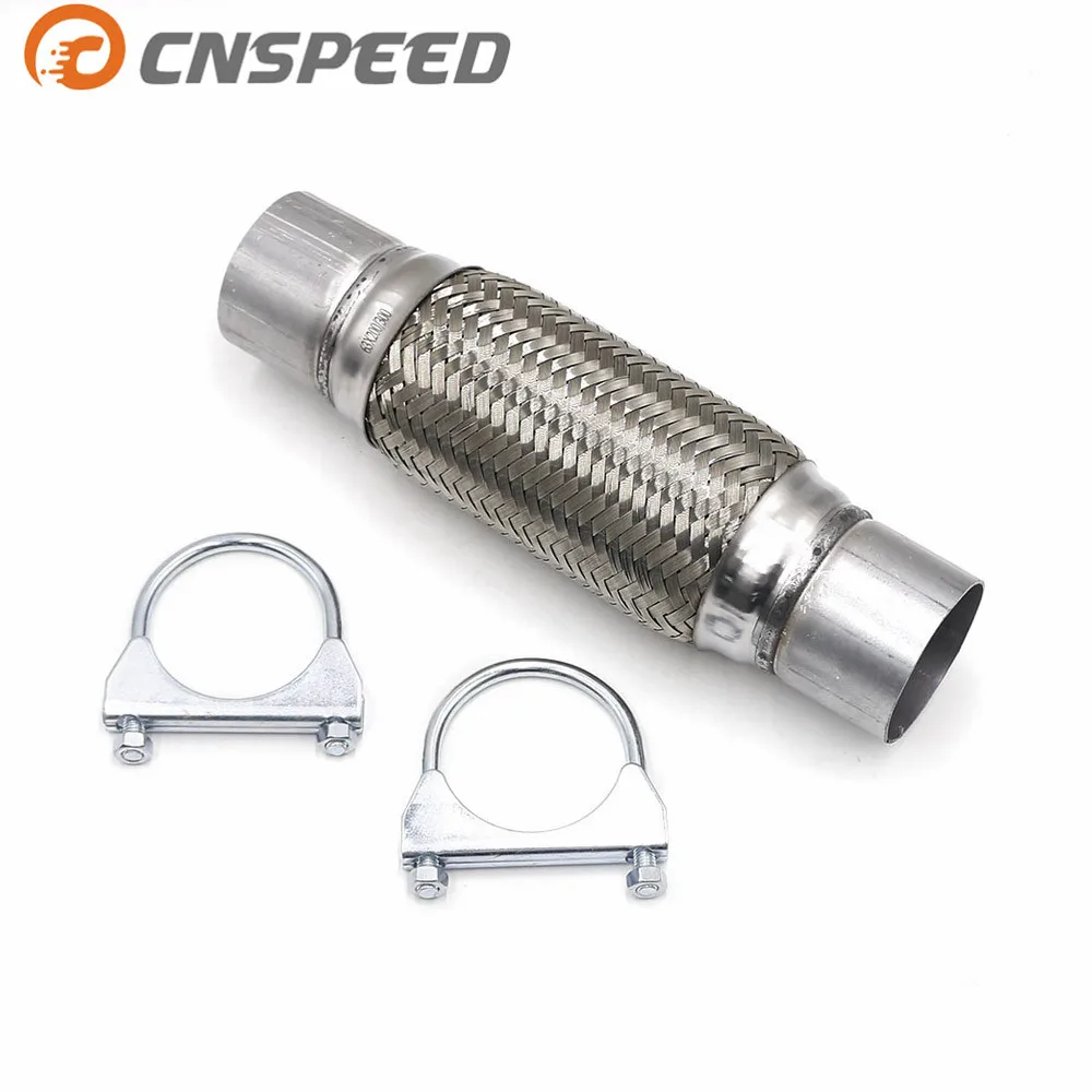 

CNSPEED 2.5" x8" x12" Car Exhaust Flex Pipe Bellows 201 Stainless Steel Double Braid Connector Ripple Sliver