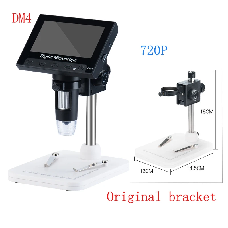 1000x2,0 Мп цифровой электронный микроскоп 4," ЖК-дисплей Дисплей VGA микроскоп с 8 светодиодный подставка для материнская плата(PCB), ремонт - Цвет: DM4 720p