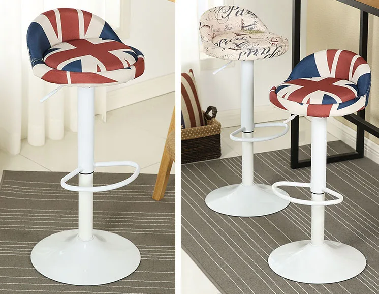 Adjustable Height 360 degrees Rotation Bar Stool Chair Vintage Rotating bar chair linen/pu leather Bar Furniture