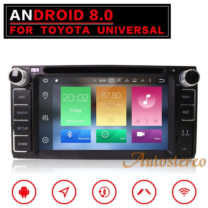 Perfect Pure Android8 8 core Android7 Car DVD Player GPS Navigation Multimedia For Toyota Most of 2DIN 200*100 Radio Stereo Auto Unit 7