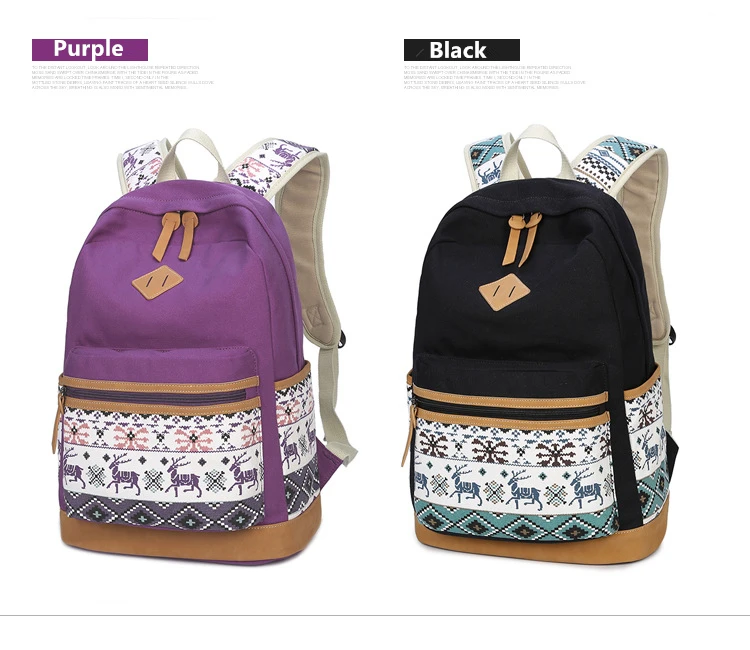 Tourya винтажная парусиновая женщины рюкзак милые школьные сумки для девочек-подростков с принтом оленя школьный ноутбук рюкзак Mochila