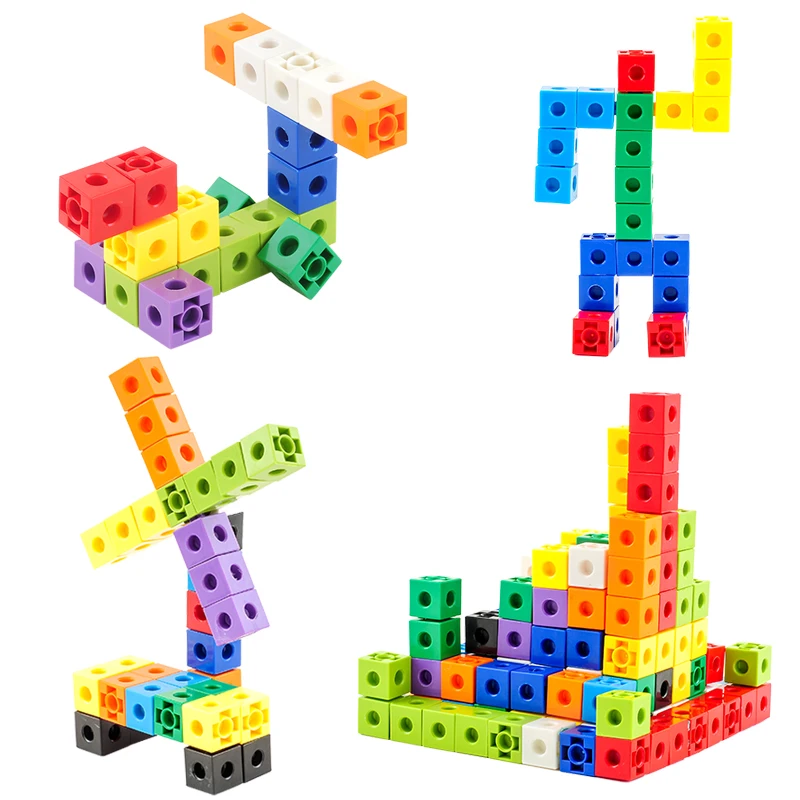 

Colorful Cube Blocks Interlocking Building Set -Promote Color Sorting & Math Counting Skills-495g/Pack