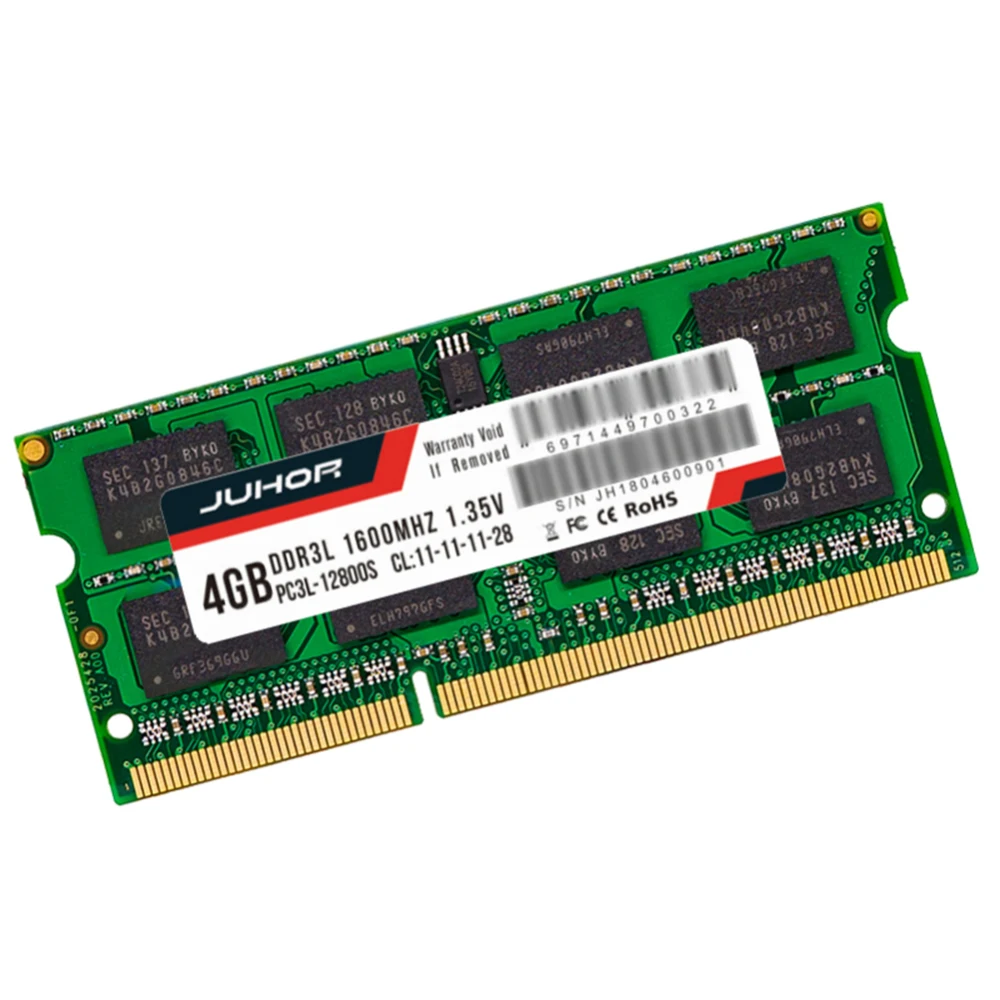 

JUHOR DDR3L 4GB 8GB 1600mhz Laptop Notebook Memory Ram PC3-12800S 204 PIN SODIMM 1.35V