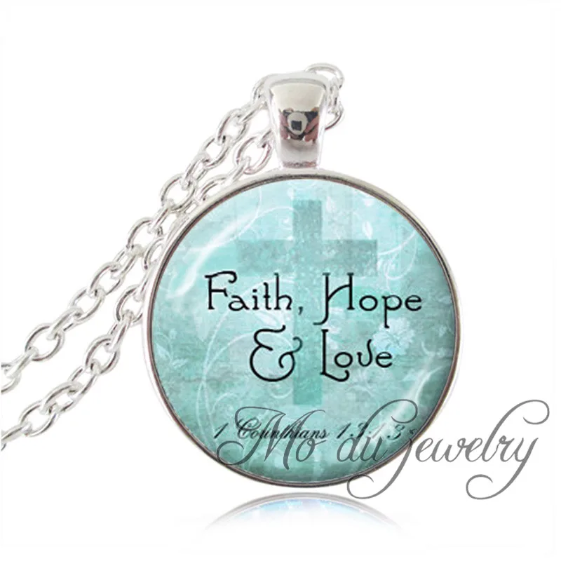 Christian Jewelry Scripture Pendant Faith Hope Love Bible Quote Jewelry