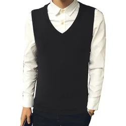 New 2019 Men's Knitted Wool Vest Cotton Soft Comfortable Youth V-neck Solid Color Knit / 9 Color High Quality Sweater Vest New 2019 Men's Knitted Wool Vest Cotton Soft Comfortable Youth V-neck Solid Color Knit / 9 Color High Quality Sweater Vest