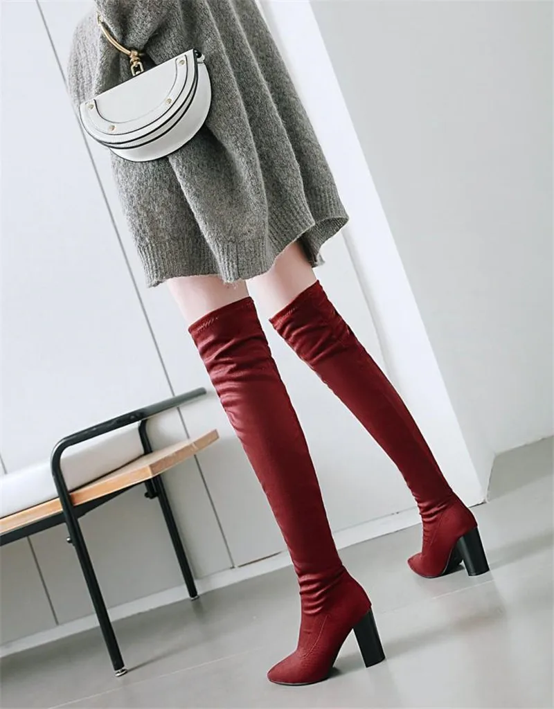 Sexy Leopard Over The Knee Ridding Boots For Women New Fashion Streth Fabric High Heels Autumn Winter Female Concise High Boots (16)
