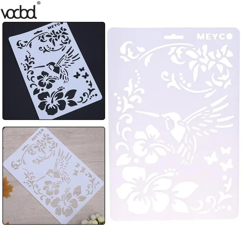 

DIY Craft Bird Flower Bullet Journal Plastic Stencils for Walls Scrapbooking Painting Stamps Album Decor Embossing Paper Cards