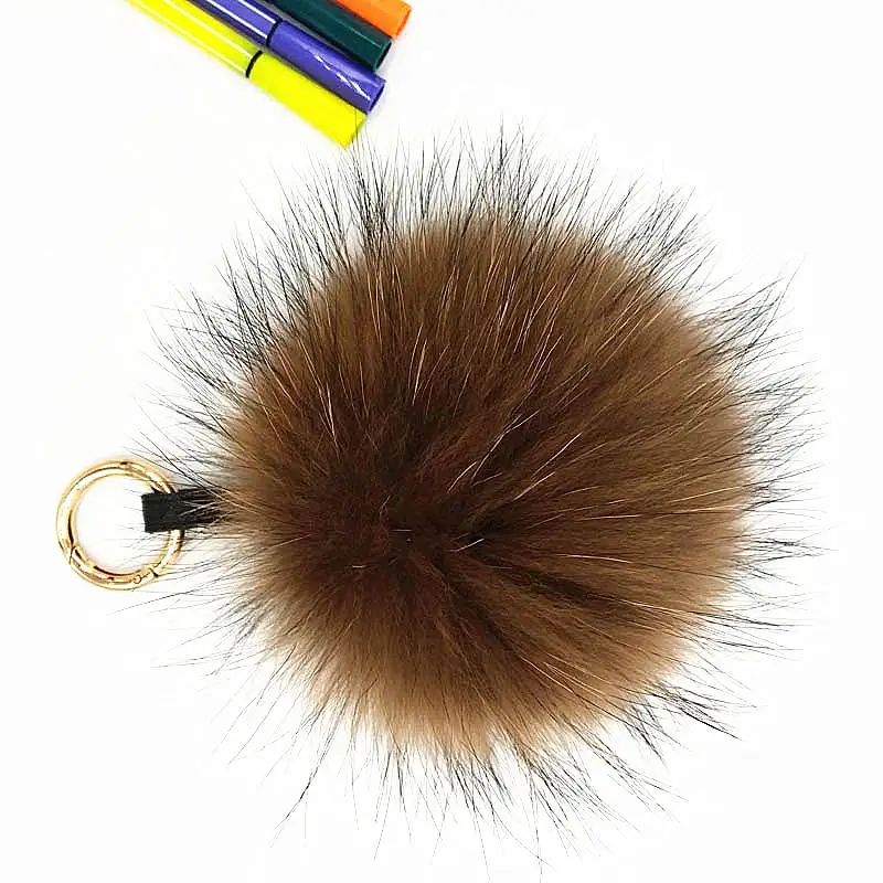 

Ms.MinShu Genuine Fur Pompoms Charm Plush Pompom Bag Charm Natural Raccoon Fur Ball Real Fox Fur Charm Keychains