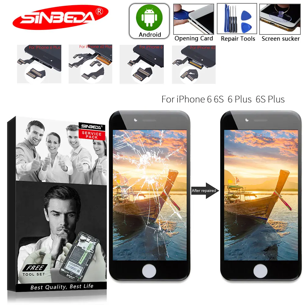 

Sinbeda With 3D Force AAA+ LCD For iPhone 6 6S Plus LCD Touch Screen Digitizer For iPhone 6 6plus 6s plus Display No Dead Pixel
