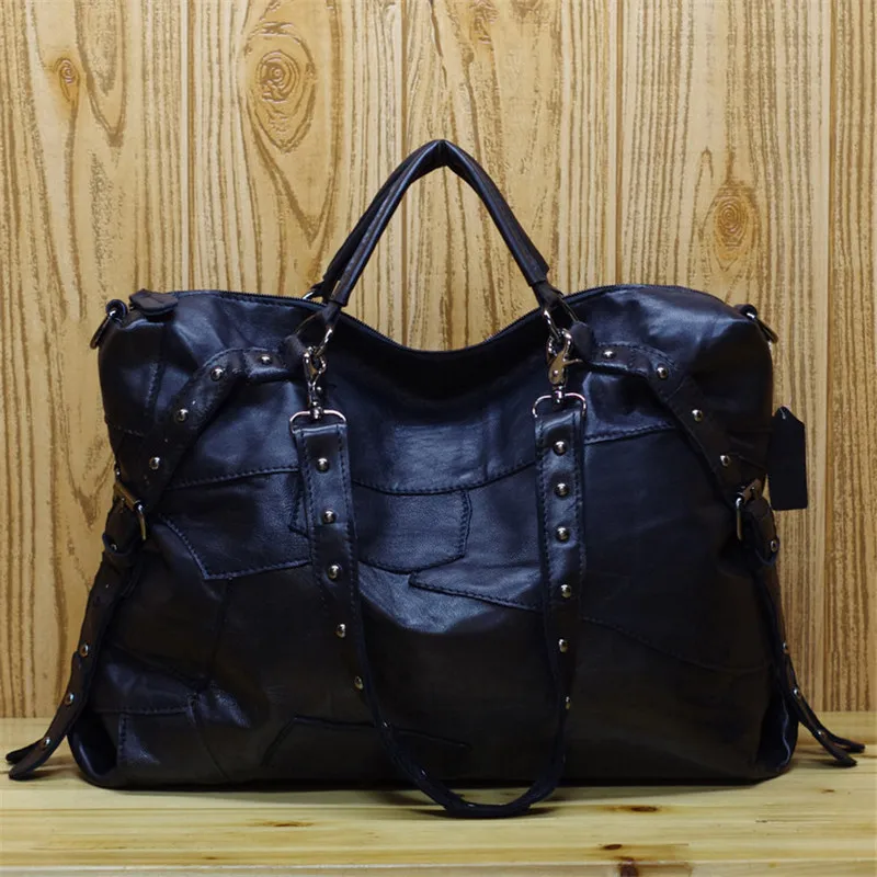 Здесь продается  Caerlif Leather handbag fashion bag features splicing rivet patchwork bag handbag single shoulder bag soft suede handbag brand  Камера и Сумки