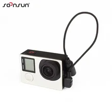 SOONSUN 3.5mm adapter mikrofonu mikrofon stereofoniczny przewód usb mini transferu danych adapter do gopro Hero 4/3 +/3 zewnętrzny mikrofon kabel(China)