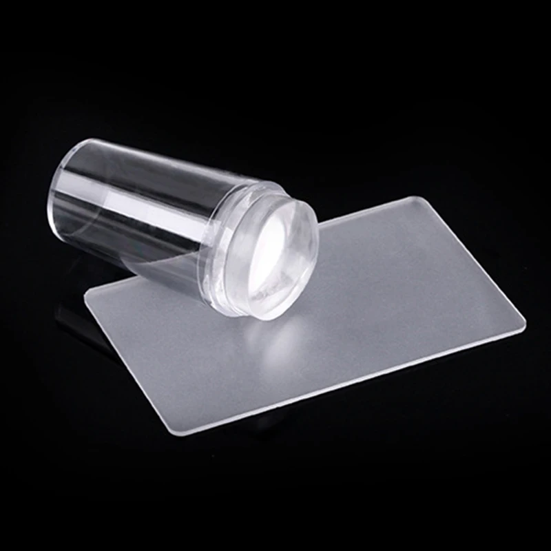 Уникальный дизайн чистые прозрачные силиконовые штампы для дизайна ногтей скребок с крышкой прозрачный 2,8 см штамповки для ногтей инструменты для штамповки